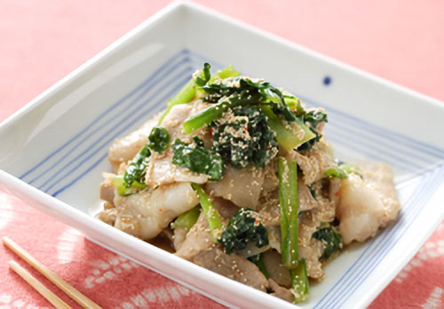豚肉と小松菜の炒め物・めんたいこ風味