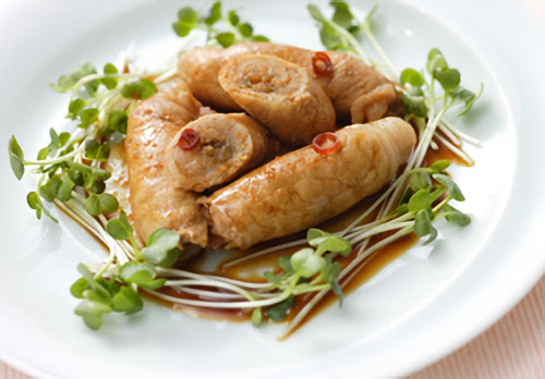 ザーサイと白髪ネギの豚肉巻き